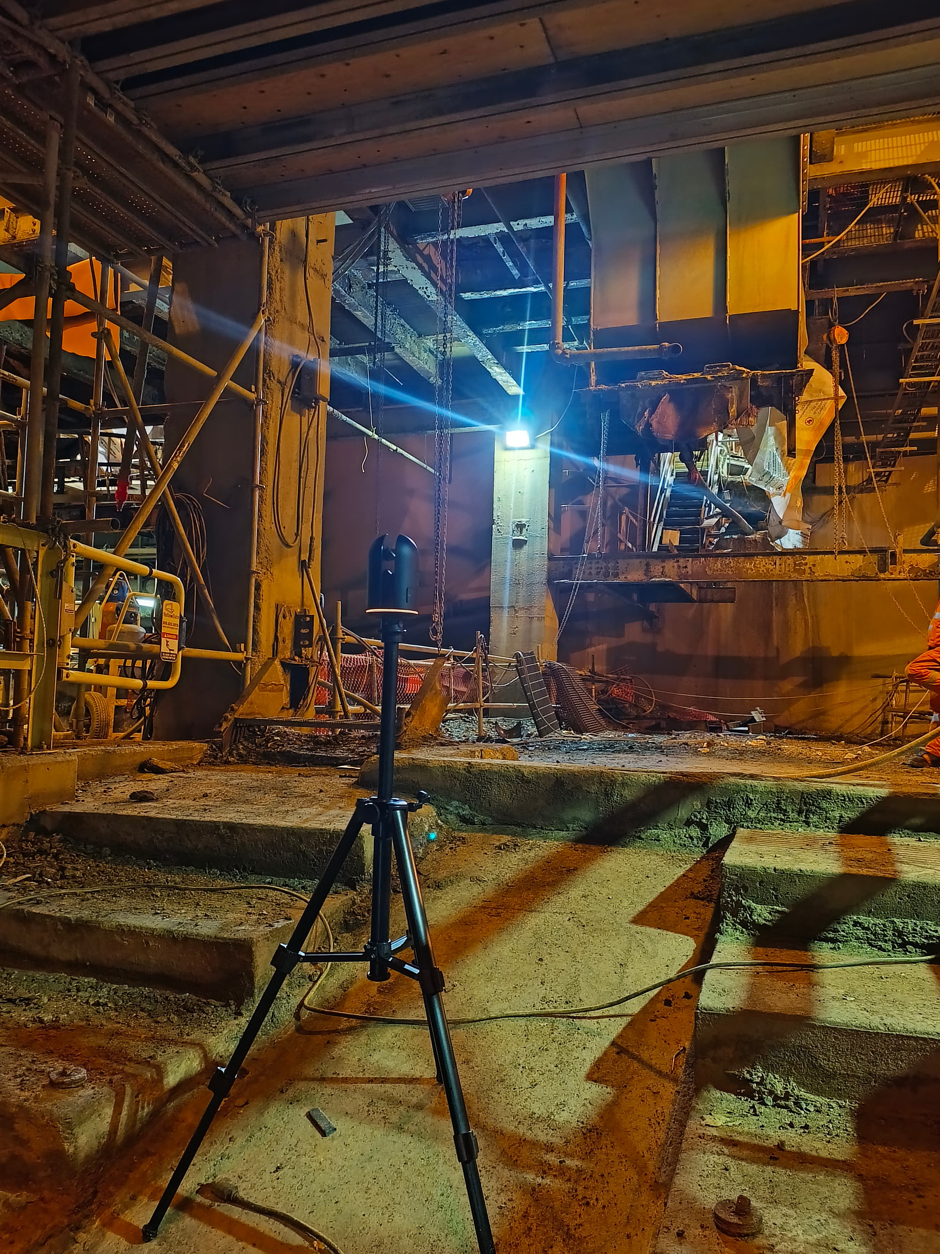 Precision scanning equipment on a construction site